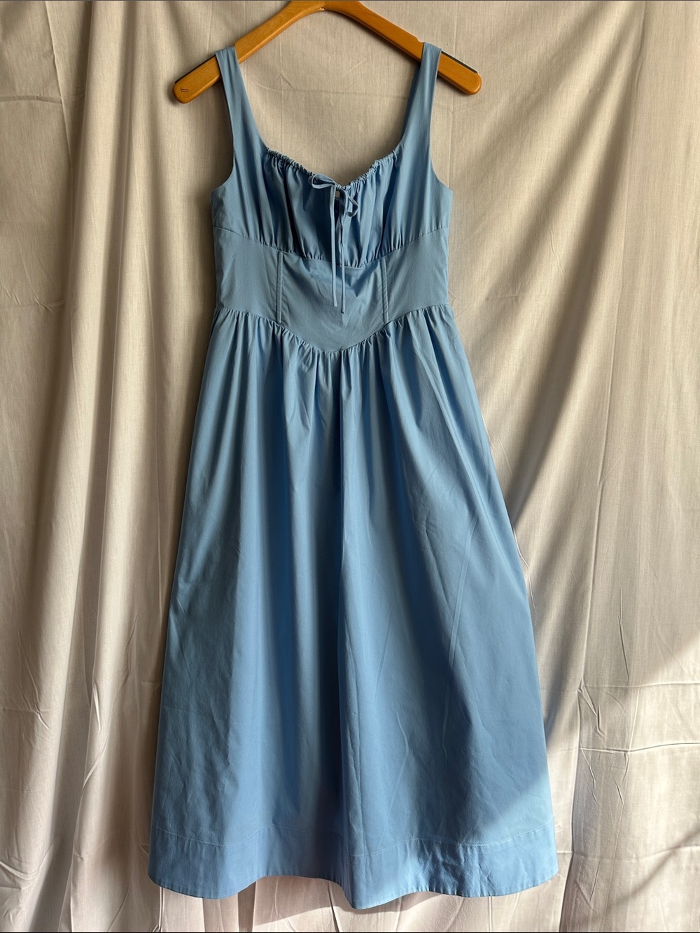 ASTR The Label Blue Corset Basque Waist Midi Dress M Cottagecore something blue - Picture 5 of 7